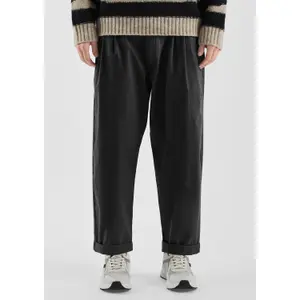 Straight Pleated Trousers in Washed Fabric QS image-6