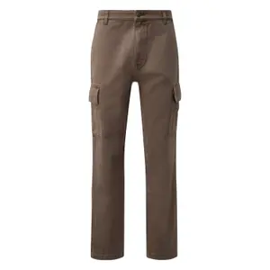 Mid-Rise Slim Fit Cotton Twill Cargo Trousers QS image-0