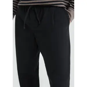 Washed Cotton Serge Jogging Trousers with Drawstring QS image-3