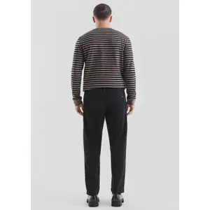 Washed Cotton Serge Jogging Trousers with Drawstring QS image-4