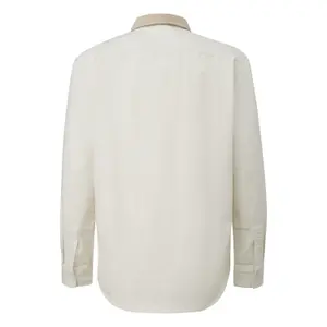 Long Sleeve Two-Tone Overshirt with Chest Pocket QS image-1