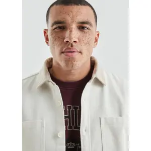 Long Sleeve Two-Tone Overshirt with Chest Pocket QS image-3
