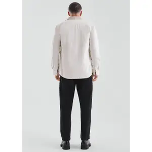 Long Sleeve Two-Tone Overshirt with Chest Pocket QS image-4