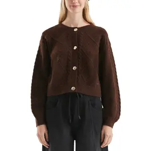 Women's cable knit cardigan QS image-2