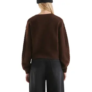 Women's cable knit cardigan QS image-5