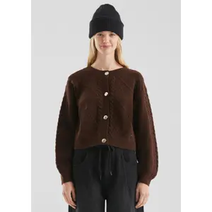 Women's cable knit cardigan QS image-6