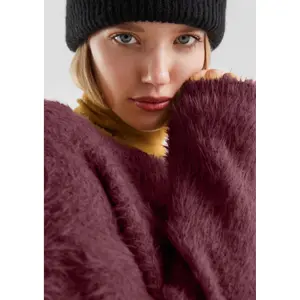 Short Plush Knit Jumper Women QS image-3