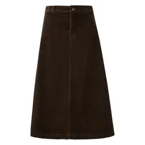 High-Waisted Flared Corduroy Midi Skirt Women QS image-0