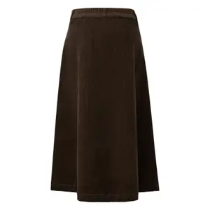 High-Waisted Flared Corduroy Midi Skirt Women QS image-1
