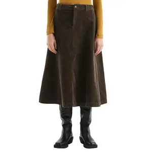 High-Waisted Flared Corduroy Midi Skirt Women QS image-2