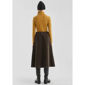 High-Waisted Flared Corduroy Midi Skirt Women QS image-4