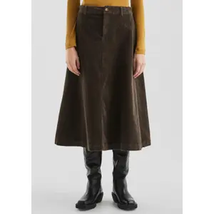 High-Waisted Flared Corduroy Midi Skirt Women QS image-6