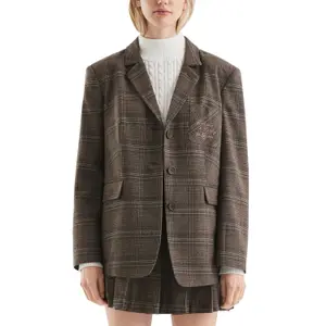 Women's Checkered Casual Blazer QS image-2