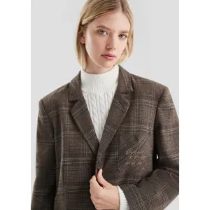 Women's Checkered Casual Blazer QS image-3