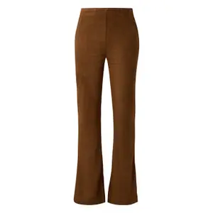 High-Waisted Soft Faux Suede Flared Trousers Women QS image-0