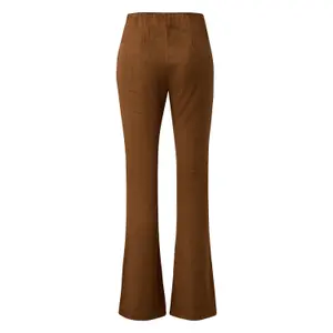 High-Waisted Soft Faux Suede Flared Trousers Women QS image-1