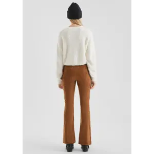High-Waisted Soft Faux Suede Flared Trousers Women QS image-4