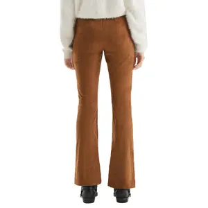High-Waisted Soft Faux Suede Flared Trousers Women QS image-5