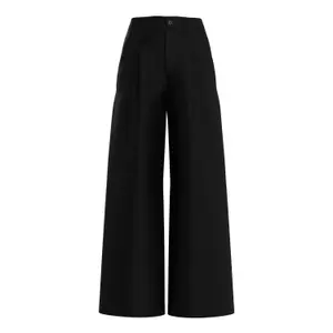 High-Waisted Soft Faux Suede Flared Trousers Women QS image-0