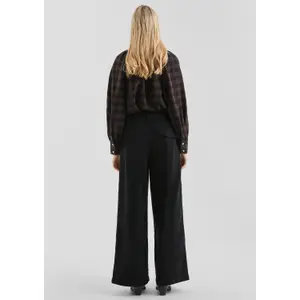 High-Waisted Soft Faux Suede Flared Trousers Women QS image-4