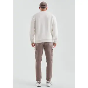 Fleece Pullover Sweatshirt with Embroidered Logo QS image-4