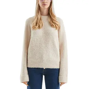 Women's High Neck Boucle Sweater QS image-2