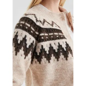 Women's Winter Jacquard Pattern Cardigan QS image-3