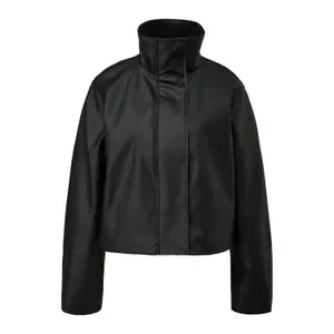 Women's Faux Leather High Collar Jacket QS image-0