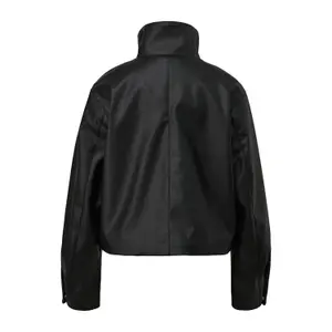 Women's Faux Leather High Collar Jacket QS image-1
