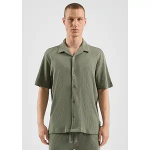 Waffle Piqué Cotton Shirt QS image-4