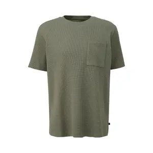 Round Neck T-shirt in Waffle Pique Jersey QS image-0