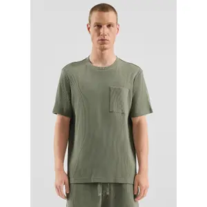 Round Neck T-shirt in Waffle Pique Jersey QS image-6