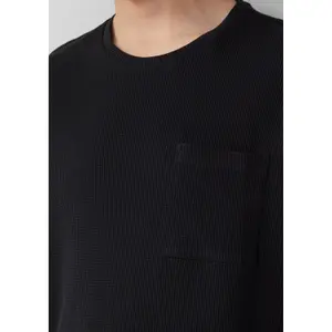 Round Neck T-shirt in Waffle Pique Jersey QS image-3