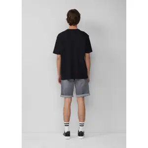 Round Neck T-shirt in Waffle Pique Jersey QS image-4