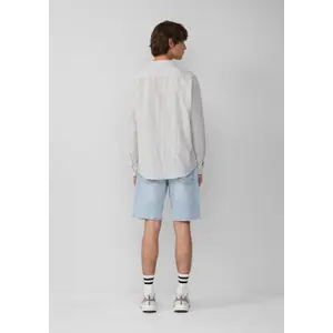 Striped Long Sleeve Mixed Linen Shirt QS image-2