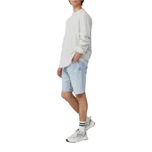 Striped Long Sleeve Mixed Linen Shirt QS image-5