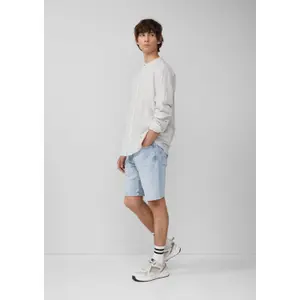 Striped Long Sleeve Mixed Linen Shirt QS image-6