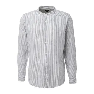 Striped Long Sleeve Mixed Linen Shirt QS image-0