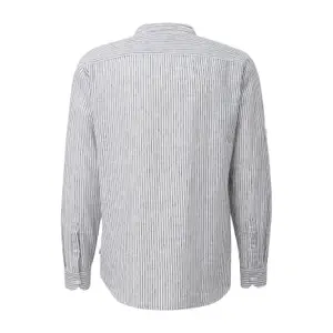 Striped Long Sleeve Mixed Linen Shirt QS image-1