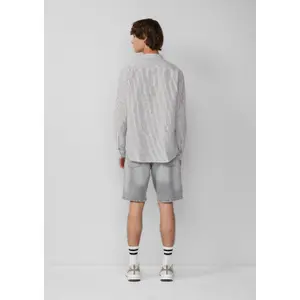 Striped Long Sleeve Mixed Linen Shirt QS image-4