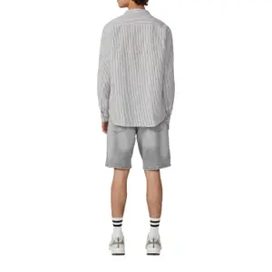 Striped Long Sleeve Mixed Linen Shirt QS image-5