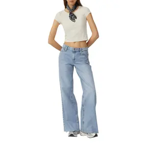 Women's Mid-Rise Zip Fly Wide Leg Jeans QS Catie image-6