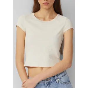 Waffle Pique Jersey Round Neck T-Shirt Women QS image-3
