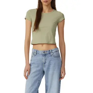 Waffle Pique Jersey Round Neck T-Shirt Women QS image-2