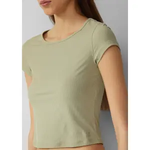 Waffle Pique Jersey Round Neck T-Shirt Women QS image-3