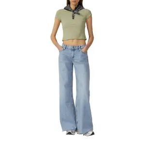 Waffle Pique Jersey Round Neck T-Shirt Women QS image-6