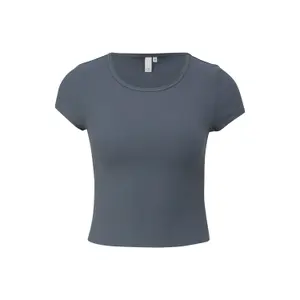 Waffle Pique Jersey Round Neck T-Shirt Women QS image-0