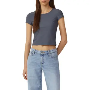 Waffle Pique Jersey Round Neck T-Shirt Women QS image-2