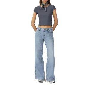 Waffle Pique Jersey Round Neck T-Shirt Women QS image-6