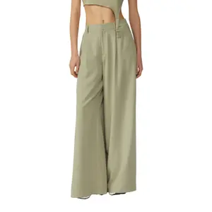 Vanessa Mai Collection Women's Ribbed Knit Flowing Trousers QS image-2